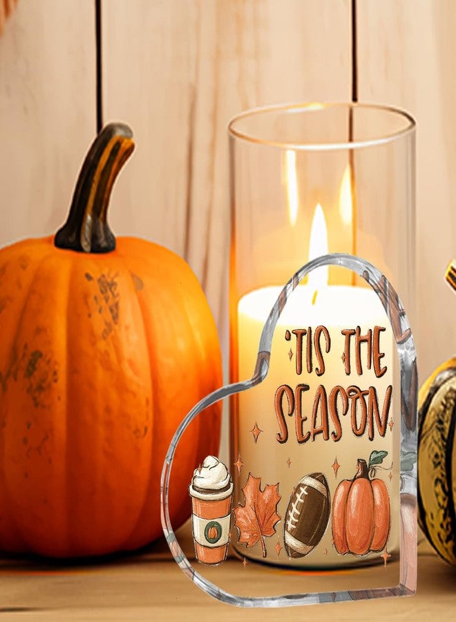 WRSUNT Tis the Season Fall Decor Fall Decorations for Home Office Autumn Thanksgiving Decorations Sign Autumn Pumpkin Heart Acrylic Decor 4 x 4 inches (Acrylic 2301) - Image 4